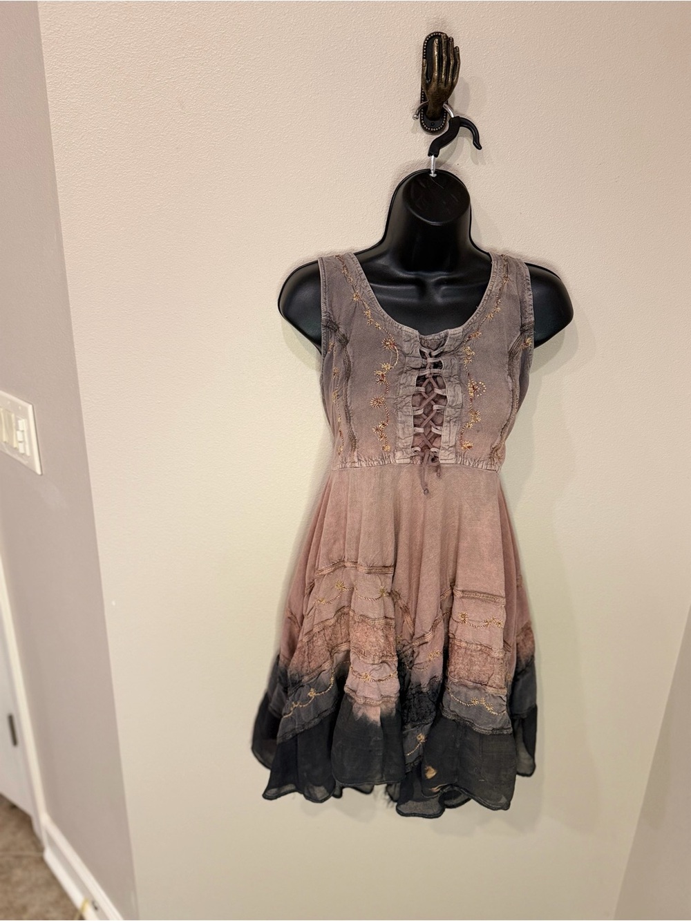Y2K Whimsigoth Fairy Grunge Lace Up Midi Dress